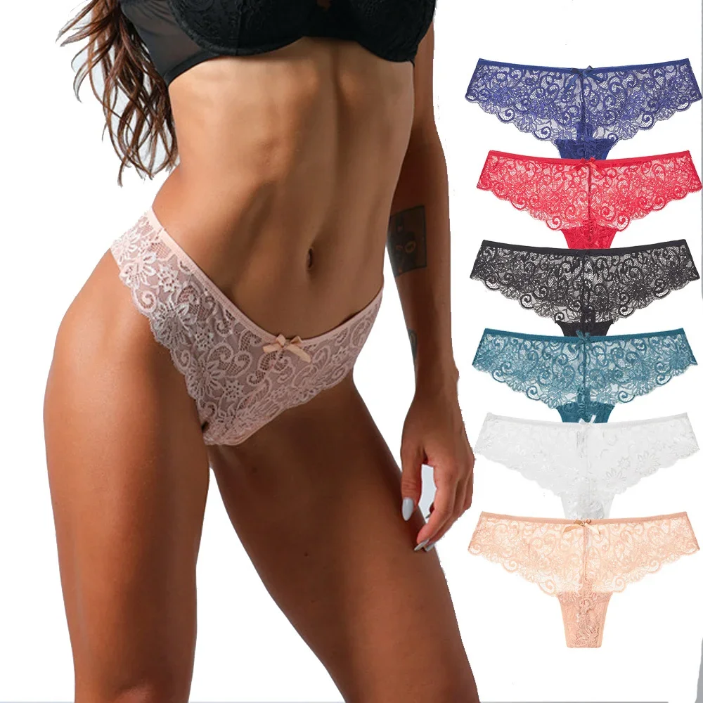 

6pcs/lot Sexy Lace Lingerie Women's G Strings Panties See-Through Breathable Thongs Briefs Intimate Underwear Lace Erotic Briefs