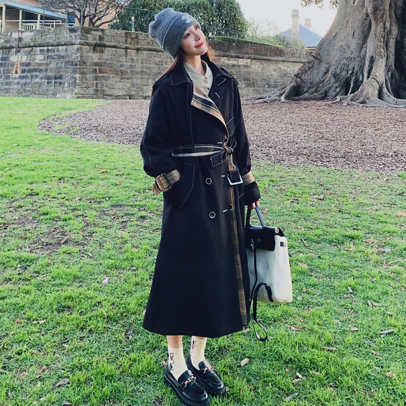 SuperAen 2025 Frühling und Herbst Neue Koreanische Design Lange Lose Trenchcoat Frauen