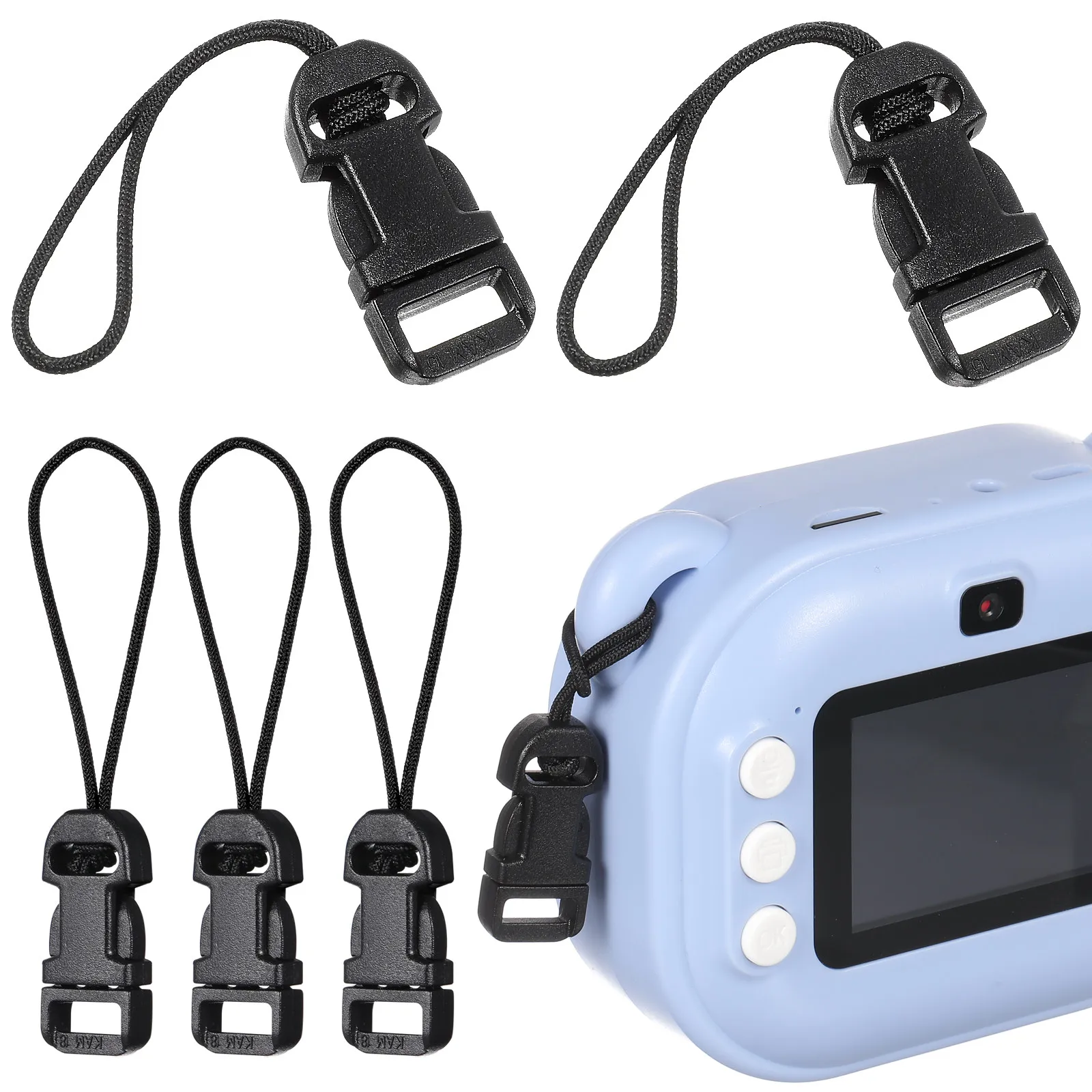 10Pcs Camera Quick Release Connector Set - Qd Loop Buckle for Camera Strap Neck Lanyard 1.3mm Nylon Loop Easy Install No Tools