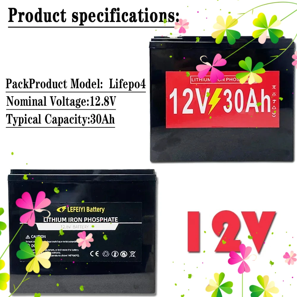 12V 30AH High performance new battery pack LifePo4 battery lifepo4 BMS for family solar street lights wind energy storage