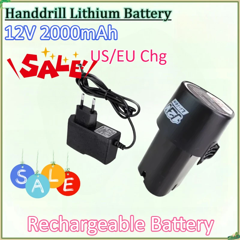 New 12V 2000mAh for Electric Screwdrivers Drills Mini Angle Grinders Power Tools With charger Lithium-ion Rechargeable Battery