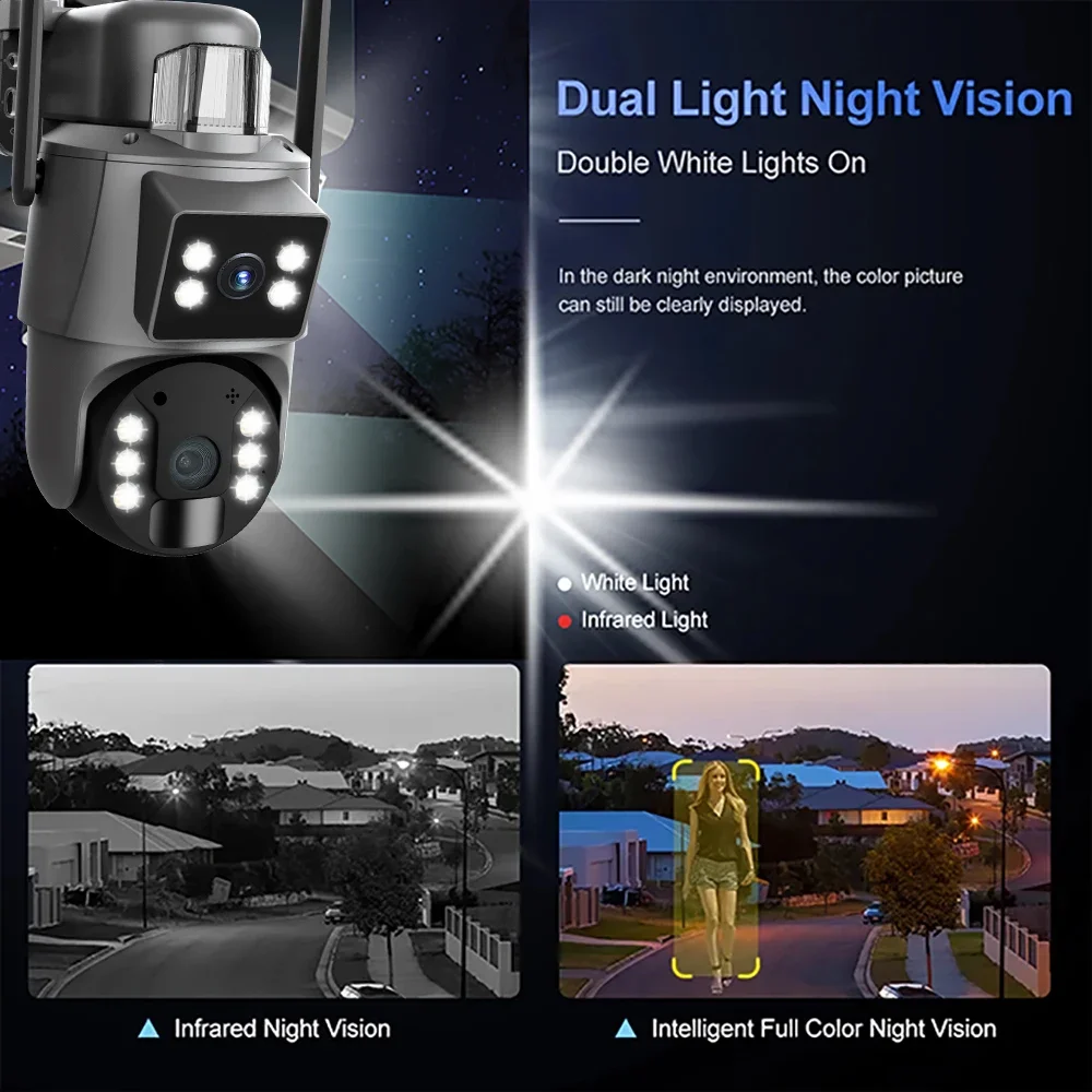 كاميرا Securexpert 8MP 4G تعمل بالطاقة الشمسية PTZ بعدسة مزدوجة 24/7 سجل AI كشف الإنسان اللون للرؤية الليلية البيانات اللاسلكية في الهواء الطلق CCTV WiFi #4