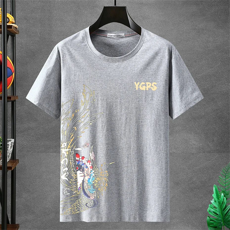10XL 12 XL Plus Size T Shirt Men Summer Short Sleeve T-shirt Beijing Opera Print Tops Tees Male Big Size 12XL Tshirt Black White