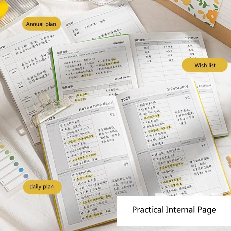 W89C 2025 Weekly & Daily Planner Office Work Planner Schedule Planner Notebook Monthly Planner School Office Supplies