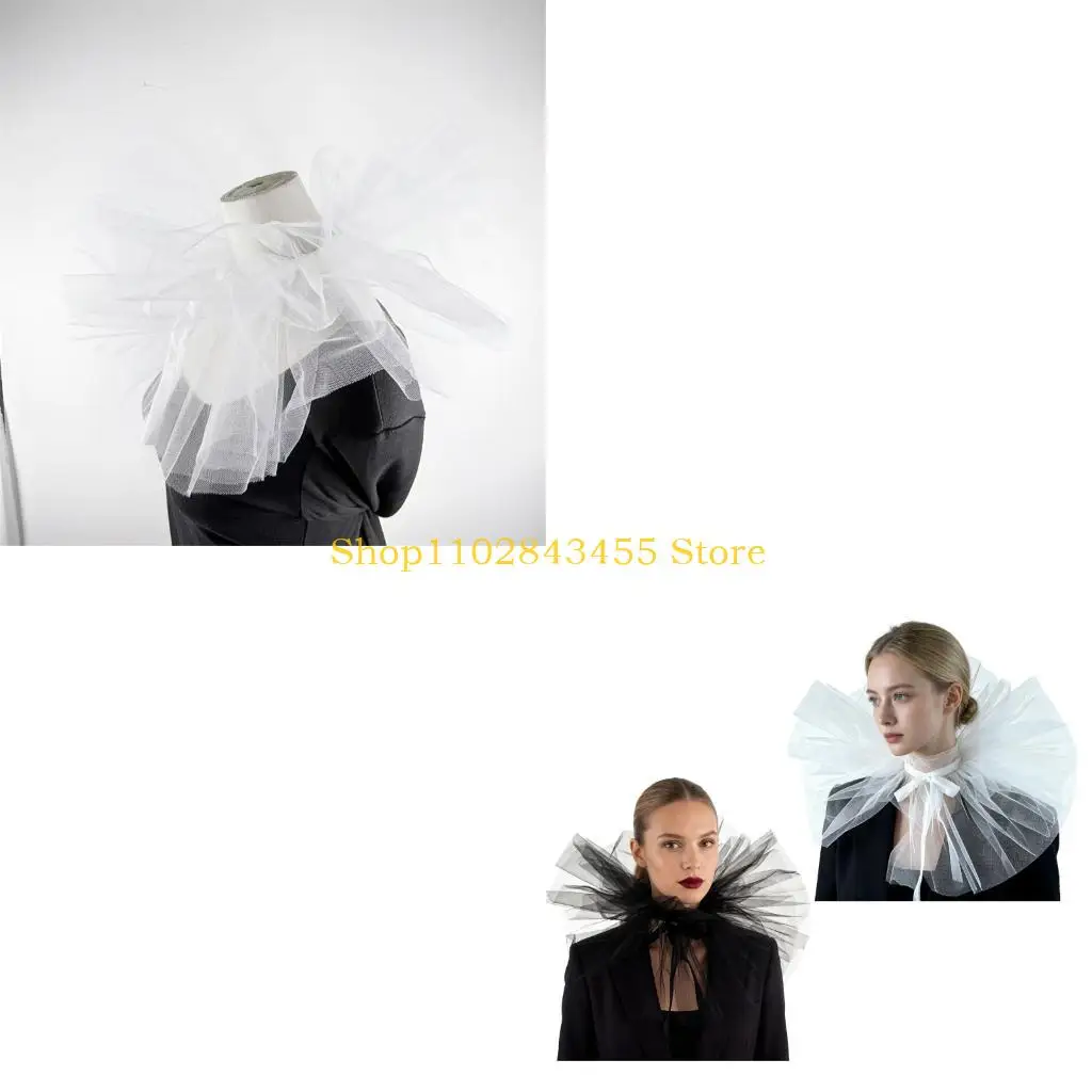 49MC Elegant Detachable Collar With Soft Mesh Layers Costumes Party Accessories For Costumes And Photography