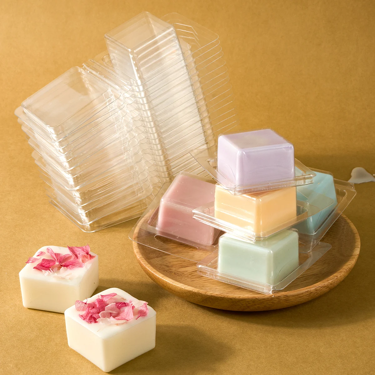 DIY Square Wax Clamshells Mold Clear Wickless Wax Melting Boxes Crafts Making Soap Chocolate Baking Molds Home Decor Art Gifts