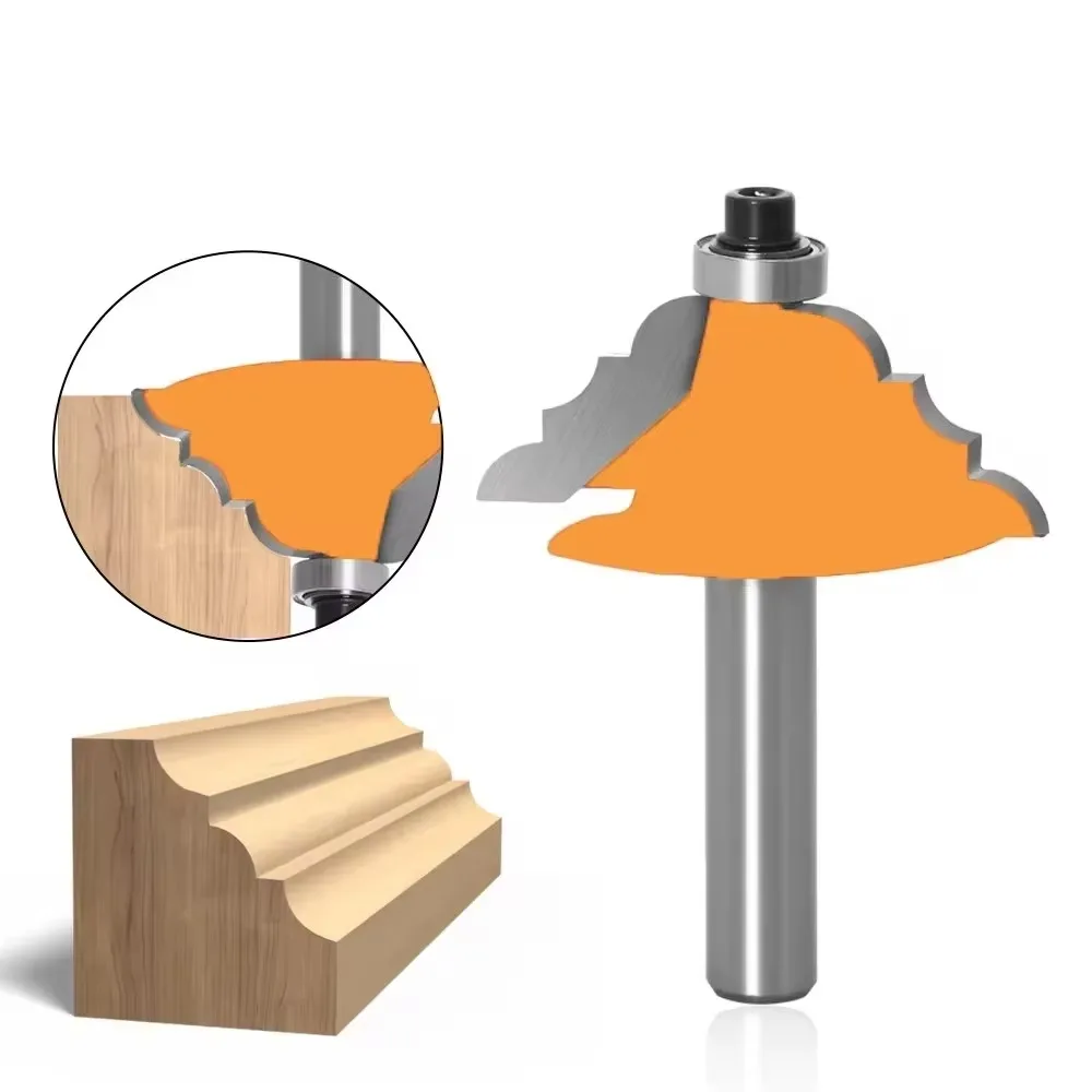 

1PC 8MM Shank Milling Cutter Wood Carving Table Edge Router Bit French Baroque Line Knife Woodworking Cutter Tenon Cutter Wood