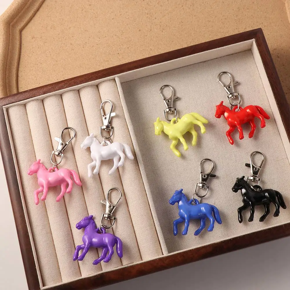 Jewelry Cartoon Horse Pendant Keychain Creative Mini Animal Key Ring Good Luck Stereoscopic Backpack Pendant Backpack Decoration