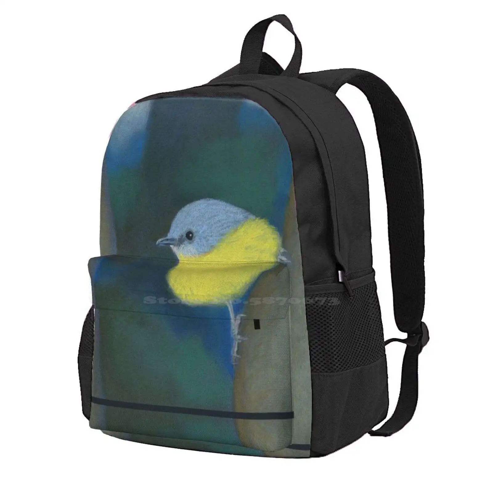 Eastern Yellow Robin Hot Sale Schoolbag Backpack Fashion Bags Blue Eastern Yellow Robin Birds Cute Australian Wildlife Bird