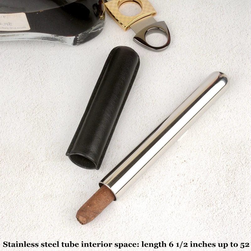 Real Leather Cigar Case Stainless Steel Cigar Tube 20mm Cigar Holder Crocodile Pattern Smoking Accessory Mini Humidor
