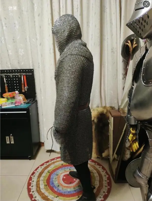 Medieval European Armor Riveted Chainmail Long Sleeve Long Pendulum Chainmail Chainmail Wearable
