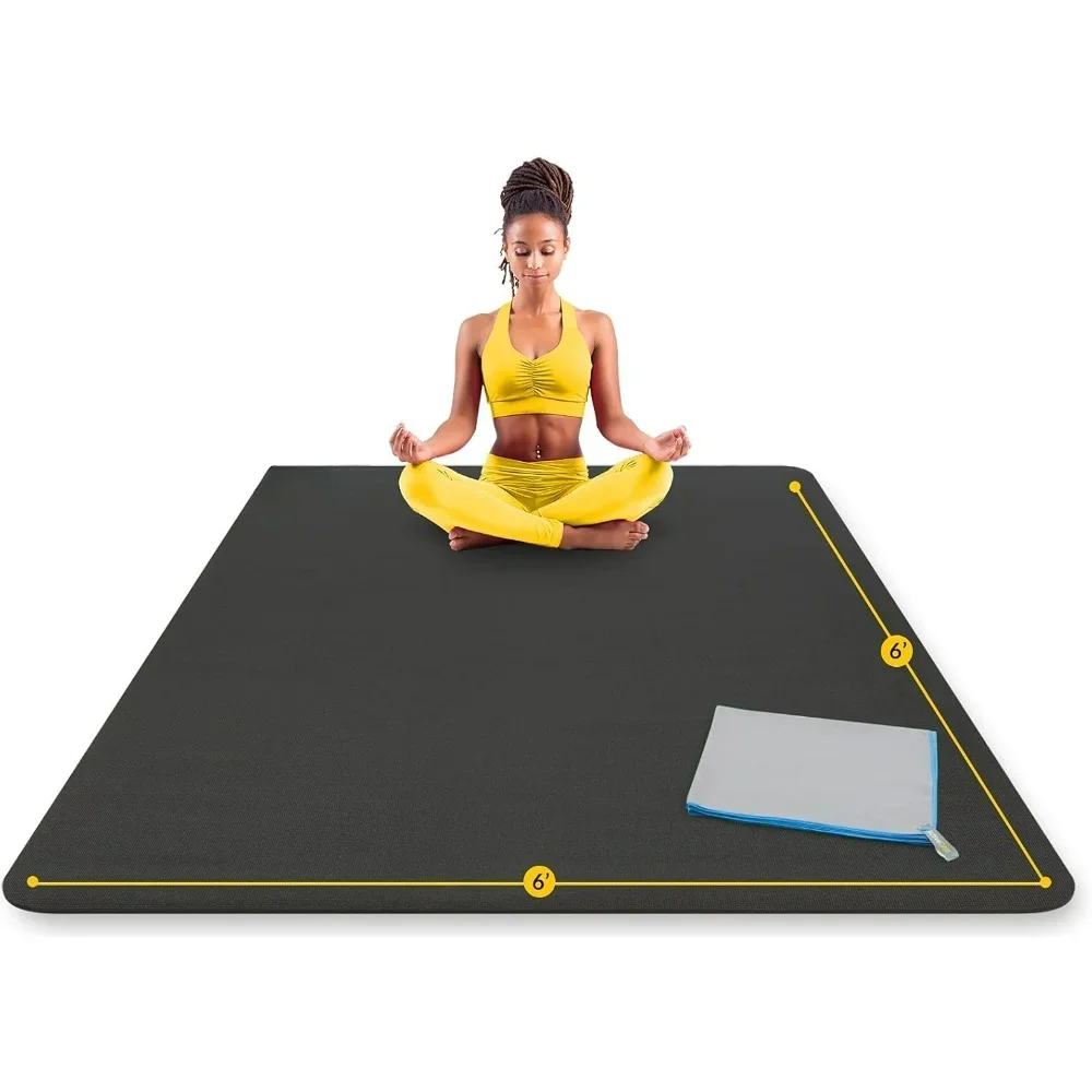 Large Yoga Mat 6 x 6 ft - 8mm Extra Thick, Durable, Comfortable, Non-Slip & Odorless Premium Square Yoga and Pilates Yoga Mat