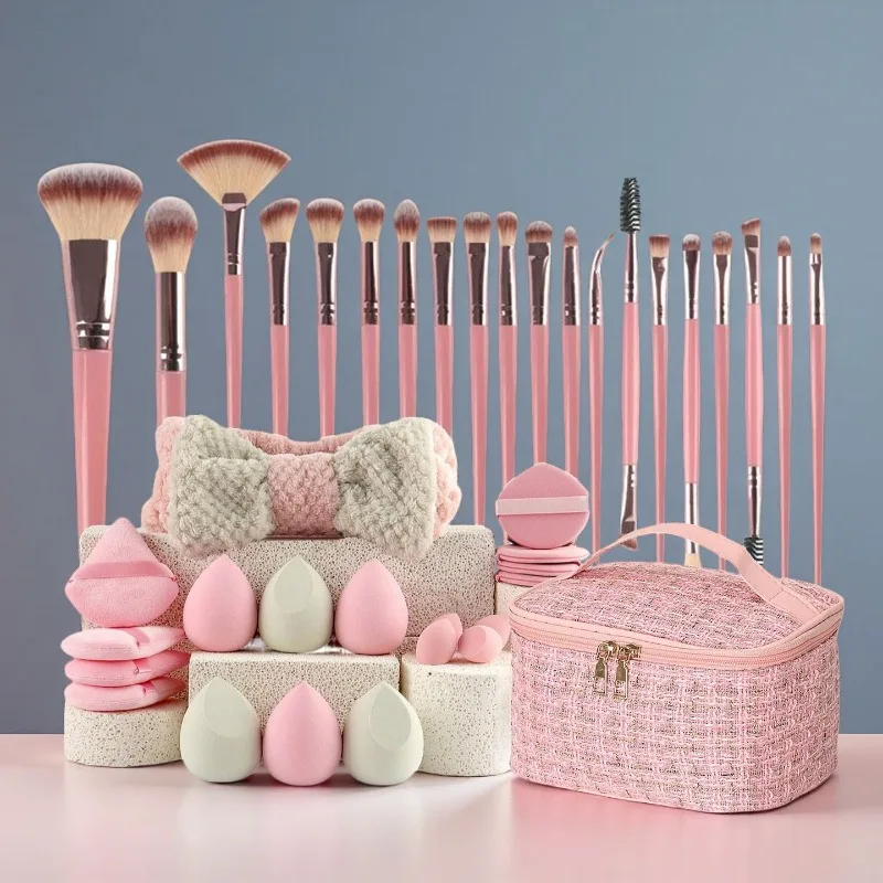 

Новый набор из 40 кистей для макияжа в дорожной косметичке, спонж для пудры, кисти для тонального крема, карминные тени для век и инструменты для макияжа