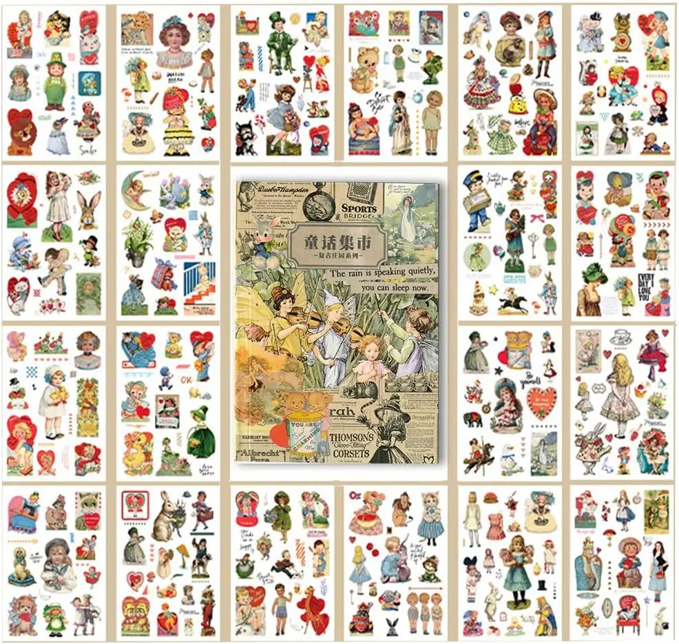 6 Styles of Vintage Journal Stickers for Scrapbooking, Ephemera Aesthetic Sticker Book for Junk Journals Planner Decor