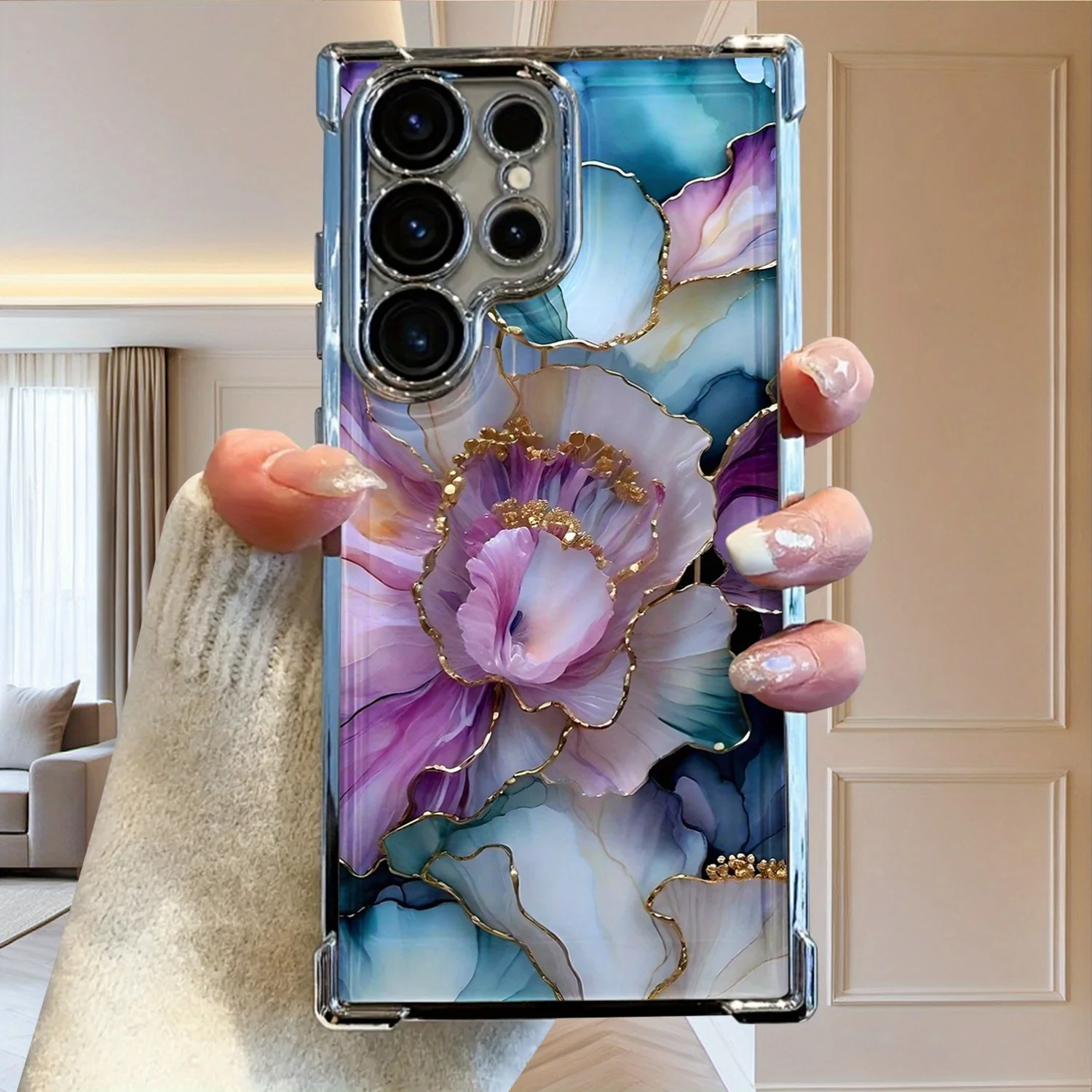 Abstract floral pattern phone case for Samsung Galaxy S26 S25 S24 S23 S21 S20 fe/plus/Ultra anti drop transparent soft shell