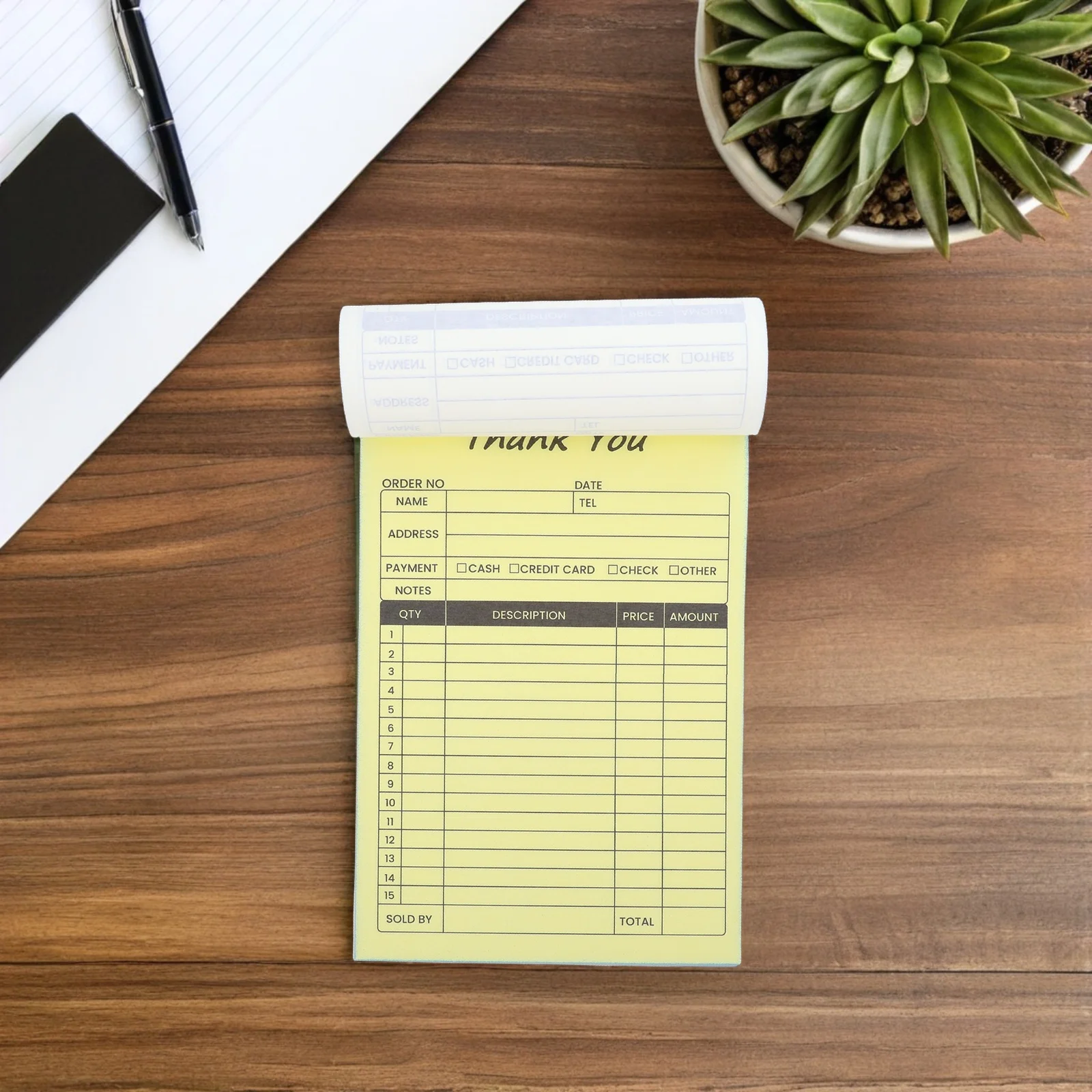 2pcs Order Invoice Pad 2-Part Carbon Copy Receipt Booklet For Small Business Restaurant Retail Use Efficient Order Management