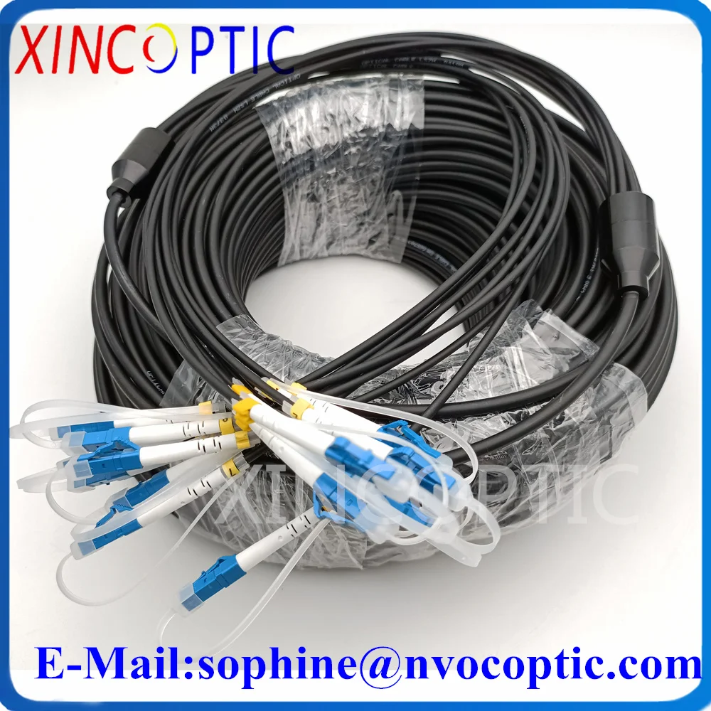 100Meters 8Cores Single Mode Armored Patch Cord 8C 100M SM G652D LSZH Jacket SC LC FC 8F Optical Fiber Jumper Cable Connector