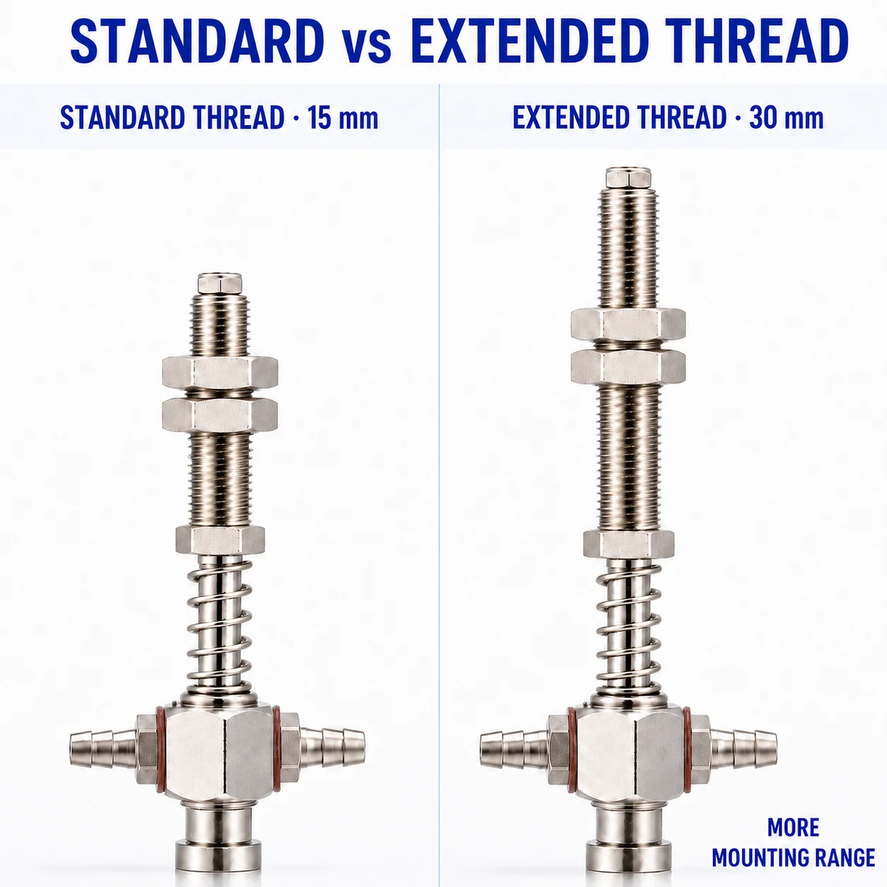 Pneumatic Vacuum Suction Cup Side Port Fitting 30mm Extended Thread Holder for Big Head SP DP MP 8mm Mounting Hole Robot EOAT