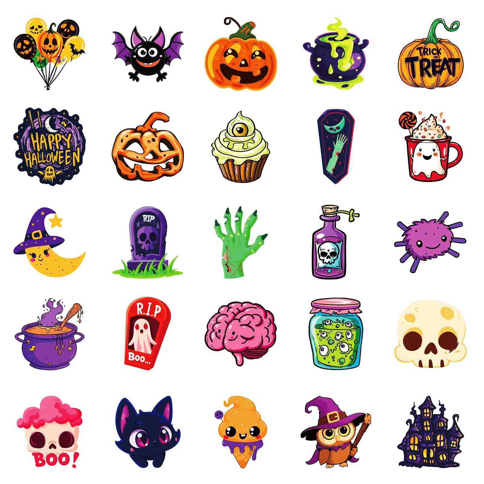 50pcs ฮาโลวีน Eye สีเขียว Ghost Hand Graffiti สติกเกอร์เทศกาลตลก HD กันน้ํา Self-กาวสติกเกอร์