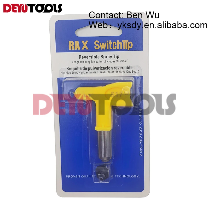 517-イエロー-エアレス低圧ノズルスイッチスプレーチップ-ノズルガード付き-ワグナー-タイタンエアレスペイントスプレーガンマシン用