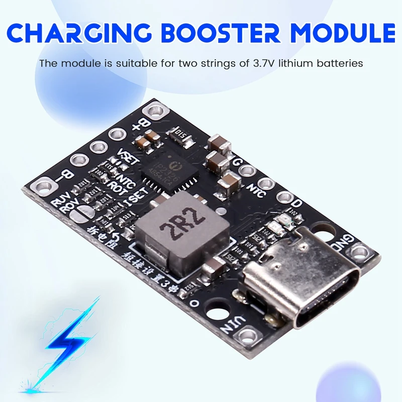 3,7 V 2S Lithium-Batterie-Lade-Boost-Modul Typ C unterstützt QC-Schnellladung mit symmetrischer LED-Anzeige