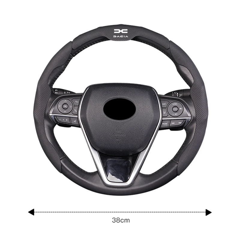 Atmungsaktive, schweißabsorbierende Auto-Lenkradabdeckung, Zubehör für Dacia Sandero Stepway Duster Logan Jogger Bigster / Schlüsselanhänger – Detail 6