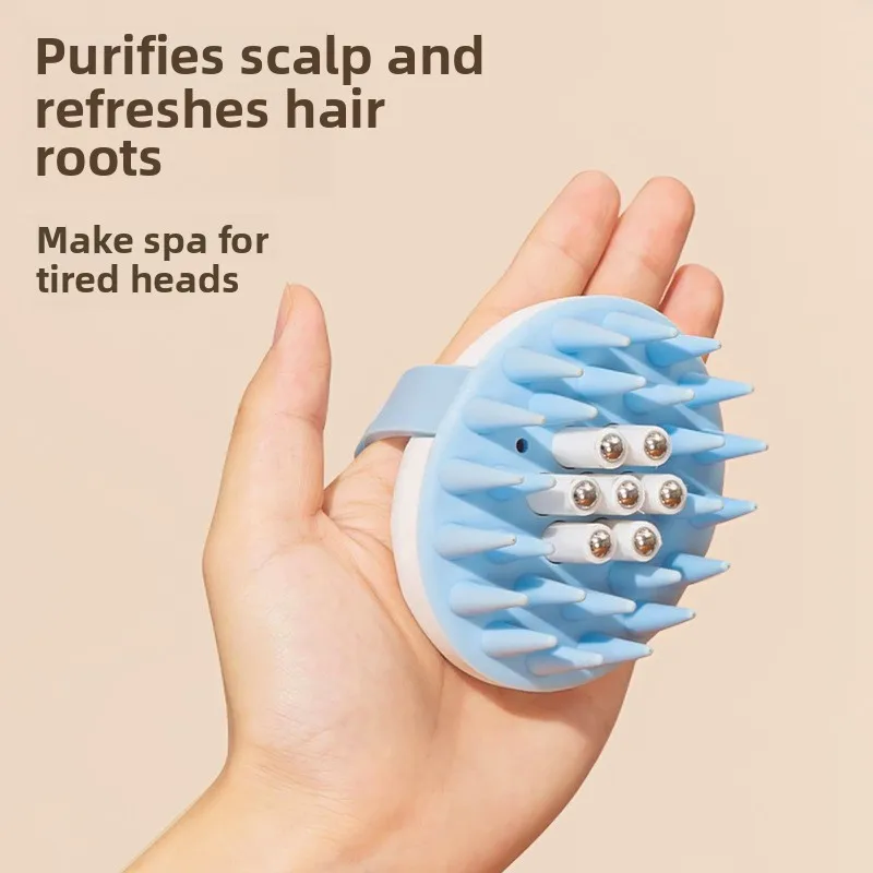 

Scalp massage shampoo brush, scalp spa brush with soft silicone hair for dandruff removal and exfoliation bathroom gadgets