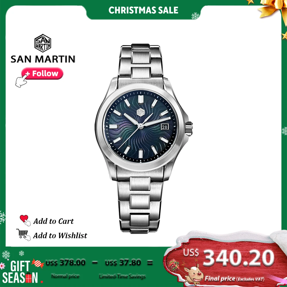 

San Martin 39mm Watch Luxury Dress Miyota 9015 Automatic Mechanical Watches SN0150 for Men With Mop Guilloche 100m Waterproof