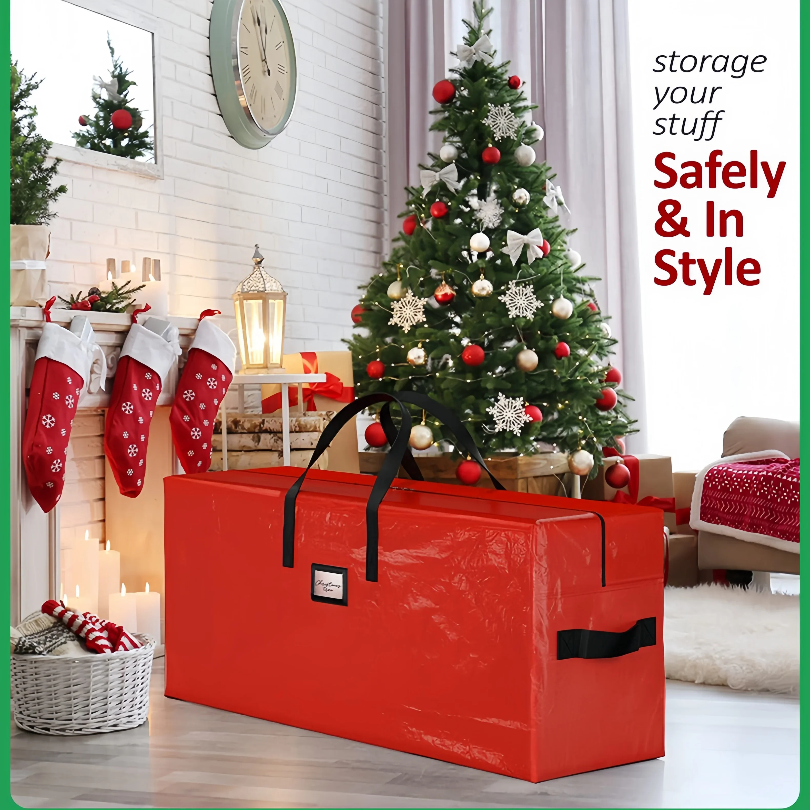 

Сумка для хранения рождественской елки подходит для 9-футовых искусственных елок, пластиковая водонепроницаемая сумка для рождественской елки, коробка для хранения рождественской елки