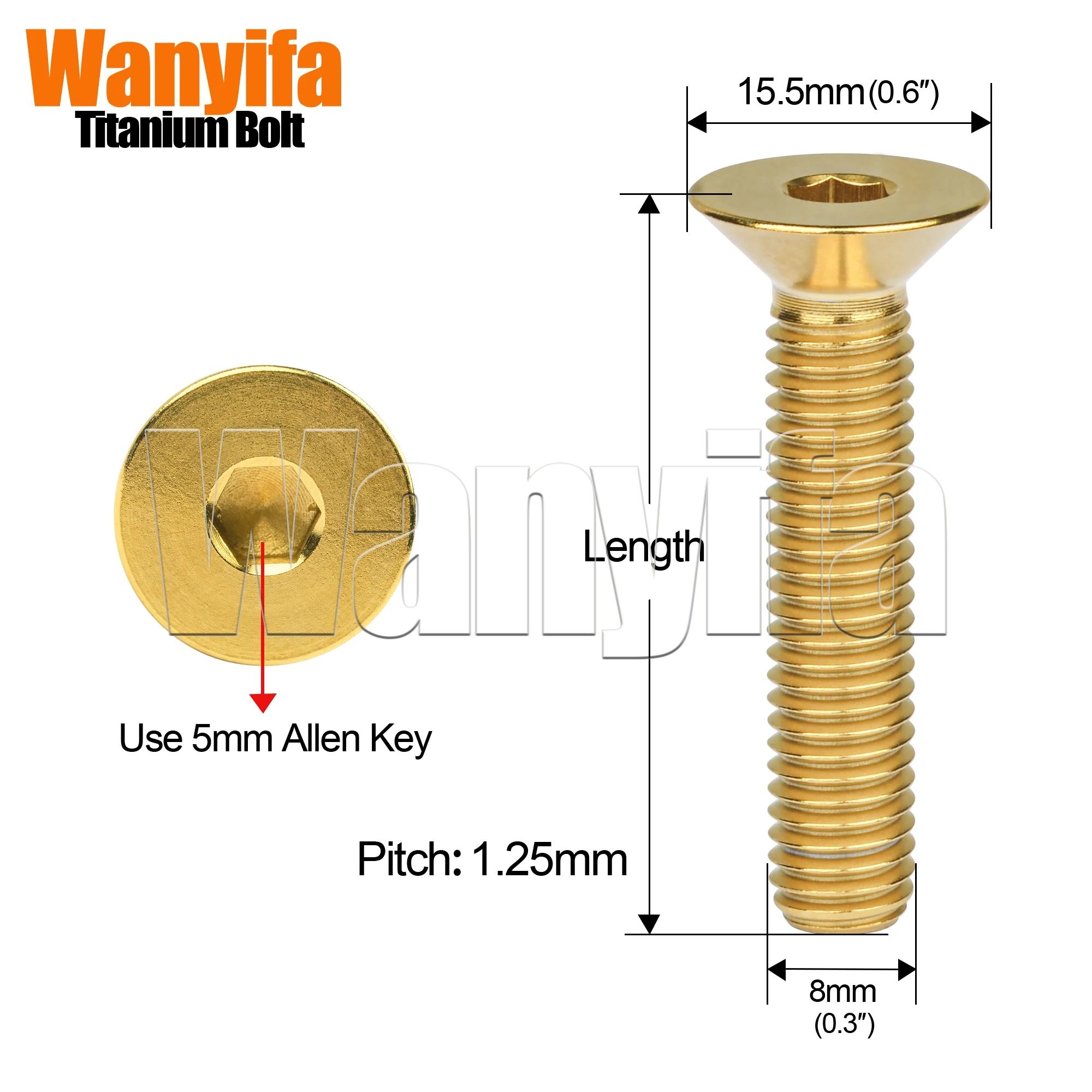 Wanyifa Bicycle Bolt Kits M8x40/45/50/60/65mm Allen Flat Countersunk Head Threaded Screws for Bicycle Accessories Fasteners