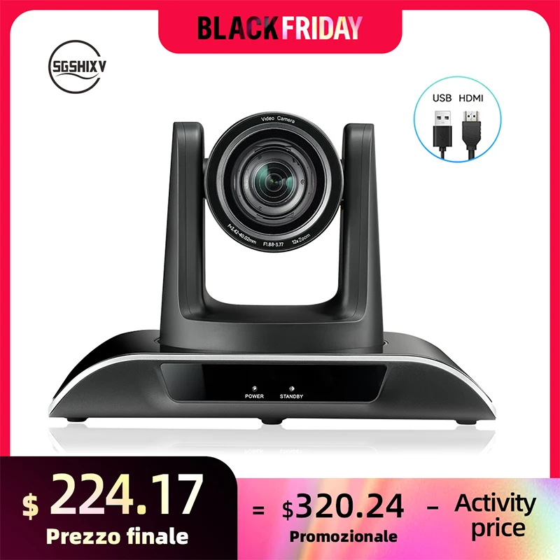 HDMI/USB PTZ Camera 12X/20X Optical Zoom 60fps 1080P Video Conference Camera Meeting Online Learn with Zoom Skype OBS More