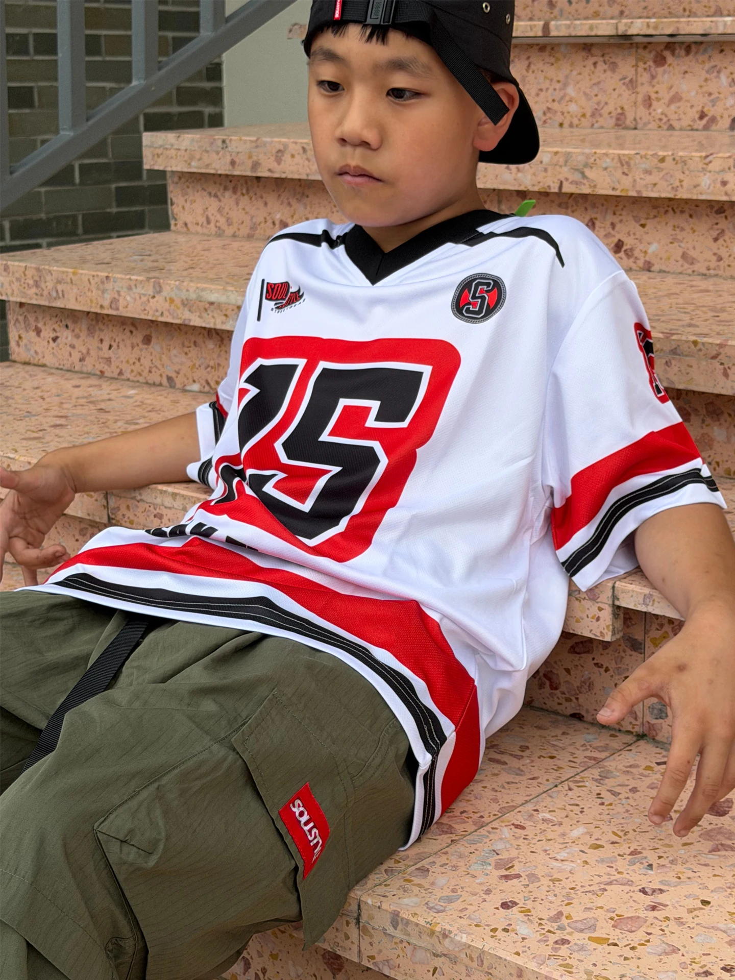 Soulstyle Original Hip Hop Street Dance Loose Quick Dry V-Neck Short Sleeve T-Shirt for Children And Adults Performance Wear