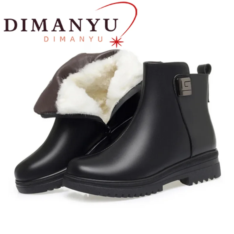 

Women's Snow Boots Anti slip 2024 Winter New Genuine Leather Women's Ankle Boots Wool Large 41 42 43 Women's Ankle Boots