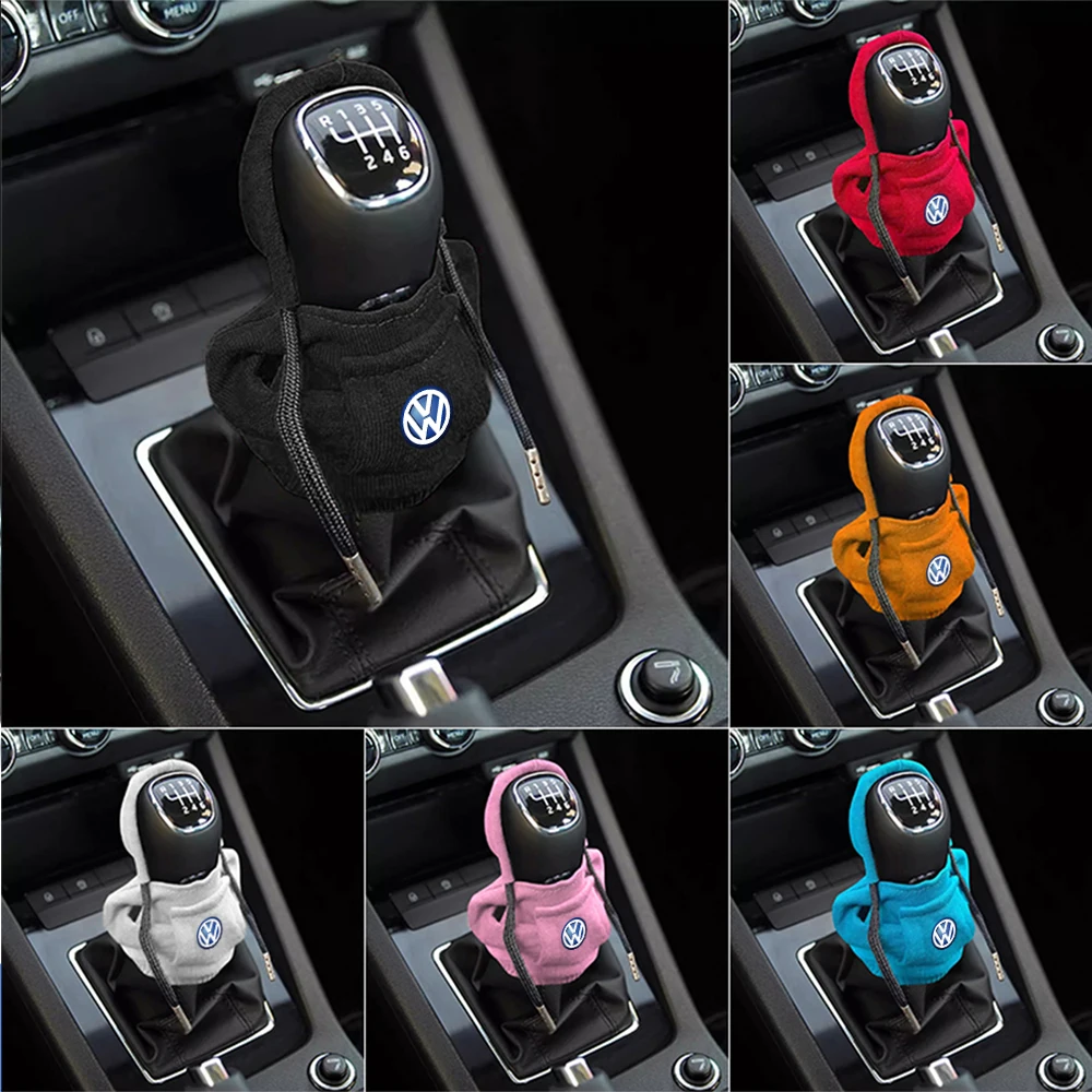 Fashion Hoodie Car Cute Cartoon Gear Shift Knob Cover Gearshift Handle Gear Lever Decoration for Volkswagen VW RLINE Accessories