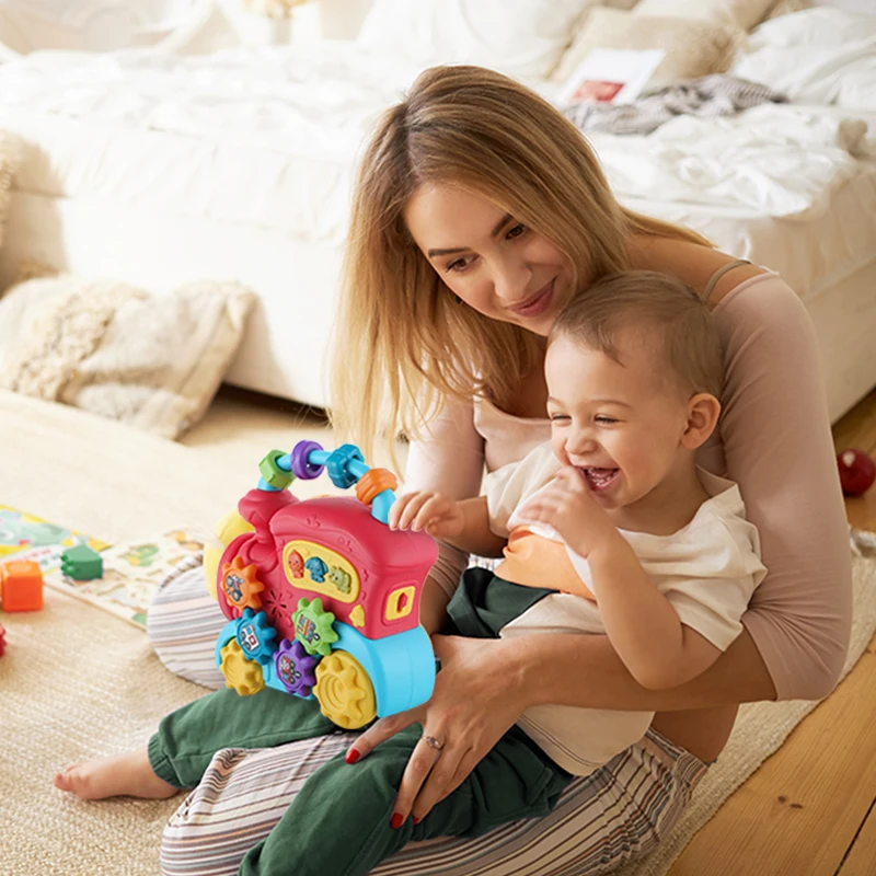 KENLUMO Kids Musical Train Toys Baby Early Educational Toddler Flash Light Various Shape Buckle for 1 Year Old Boy Girl 6-18 Mon