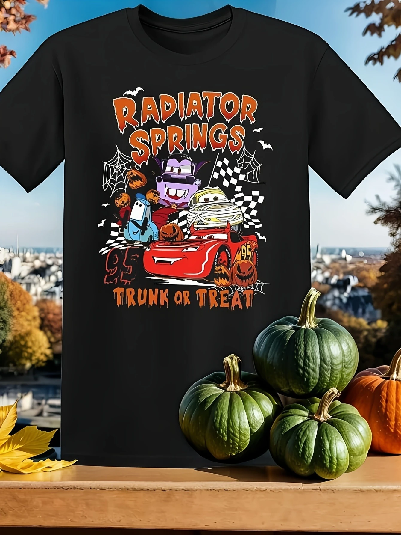 

Men's Disney Cars Lightning McQueen Pattern T-shirt Daily Leisure and Theme Activities Wear Unisex Pure Cotton Short Sleeves