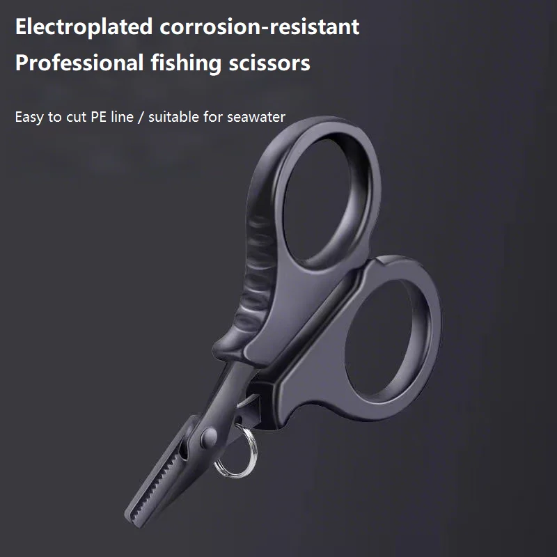 Titanium Coated Fishing Scissors PE Line & Lead Sheet Cutter Multifunctional Fishing Tool with Serrated Blades