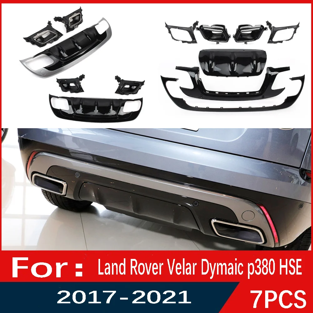 7Pcs Car Rear Bumper Kit Trim Decor Accessries For Land Rover Range Rover Velar Dymaic p380 HSE 2017 2018 2019 2020 2021