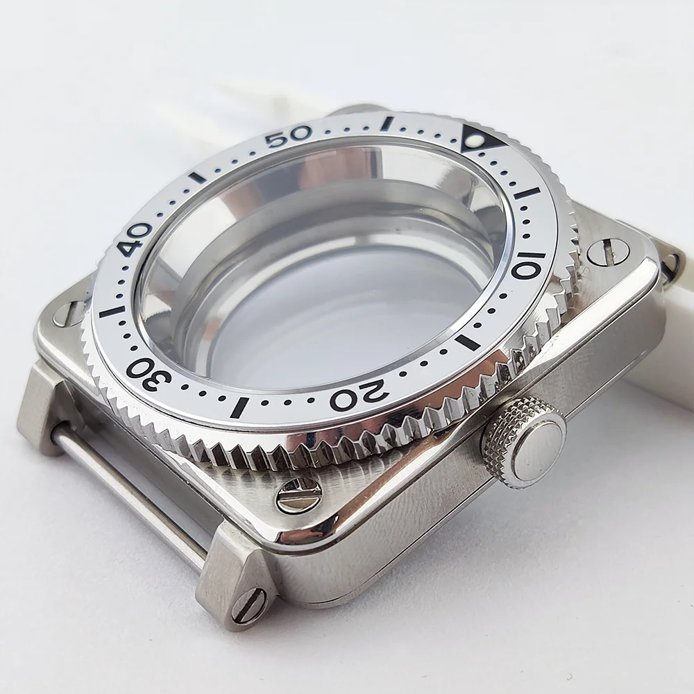 Cassa quadrata da 42 mm Custodia NH35 Custodia resistente all'acqua in vetro zaffiro adatta al quadrante da 28,5 mm Custodia con movimento NH35 NH36