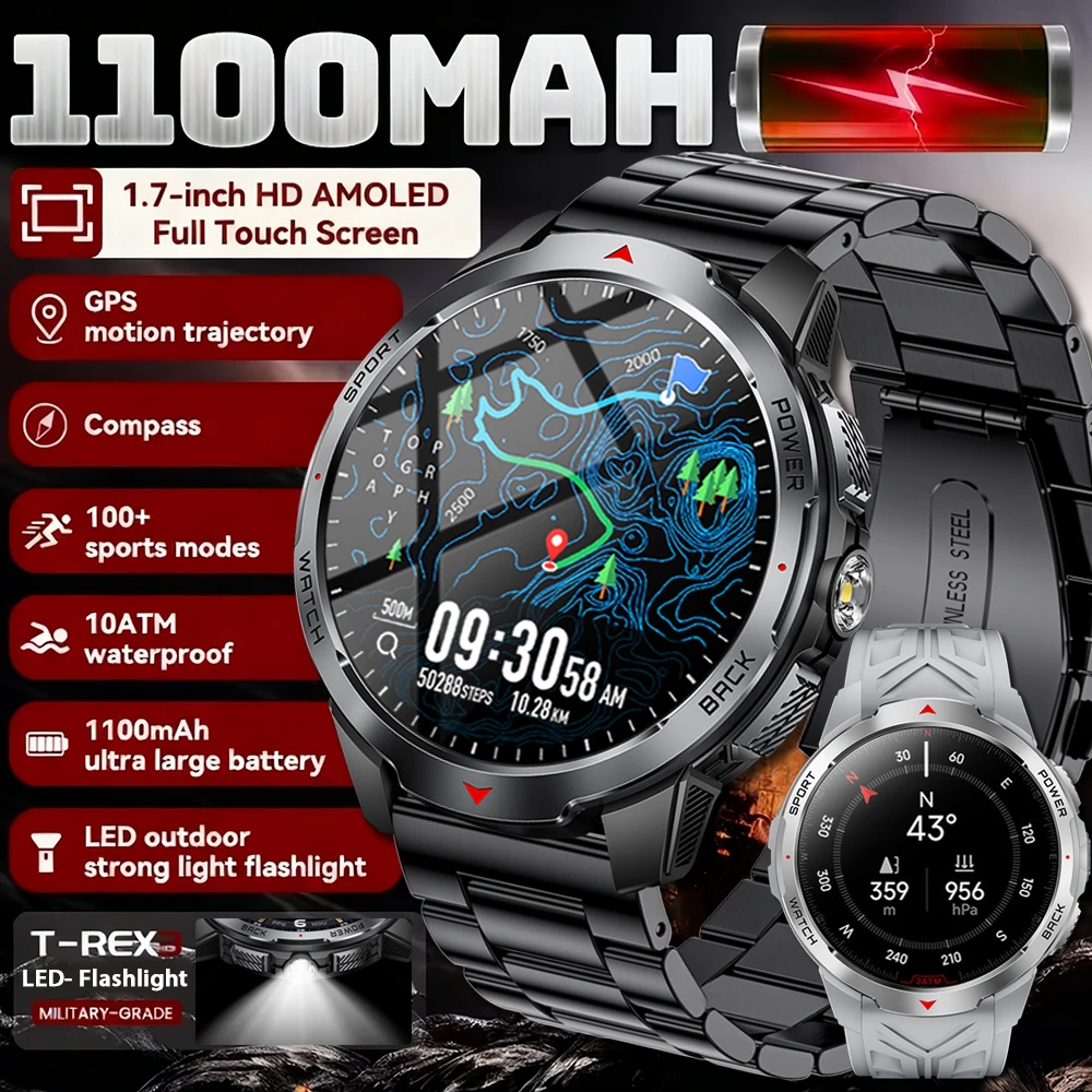 

New Military T-REX3 Ultra Smart Watch 1100Mah Battery Voice Call GPS Track 10ATM Waterproof Tactics Sport Fitness Smartwatch Men