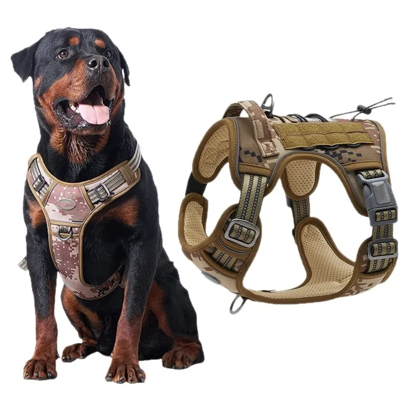 Tactical Dog Harness, No Pull Dog Harness, Adjustable Breathable Dog Vest Harness for Medium Large Dog Reflective Military - view 2