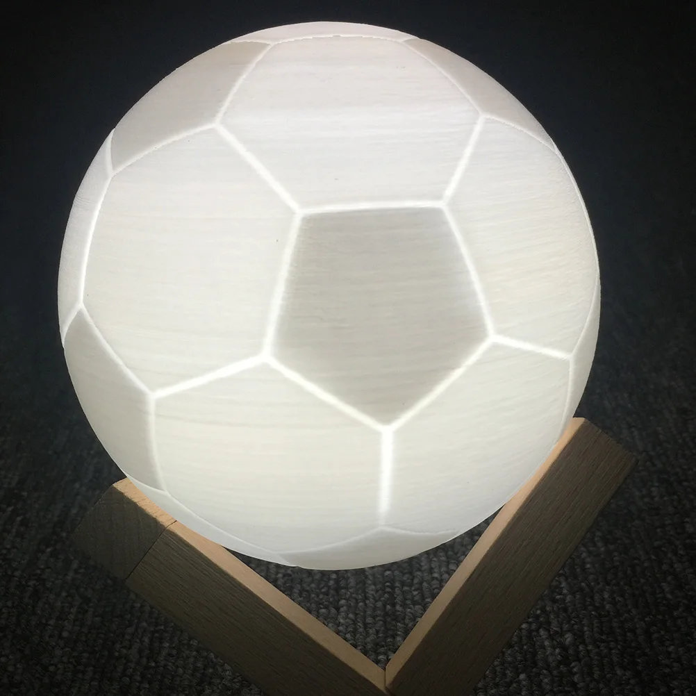 

LED Night Light 3D Printing Football Lamp Touch Control USB Charging Light 10cm (Cold White and Warm White)