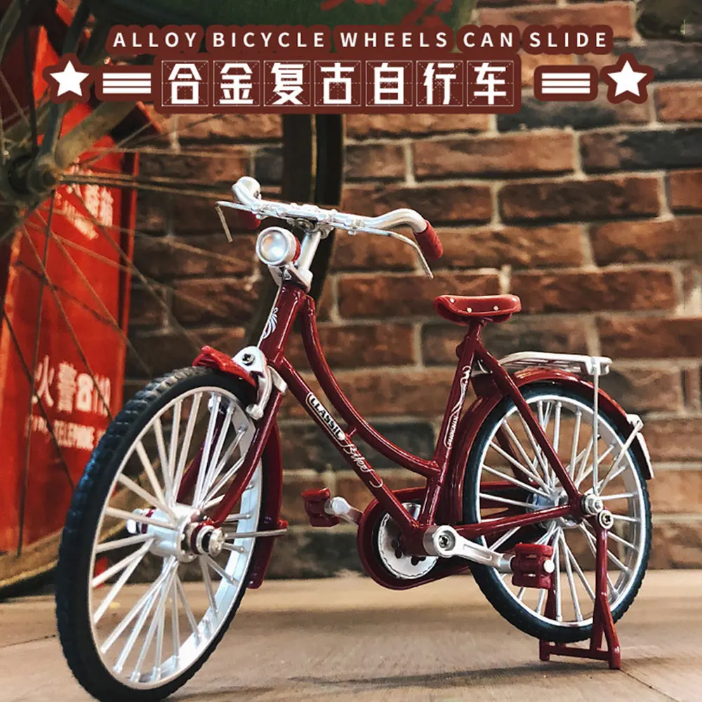 

Assembled Bicycle Model DIY Metal Alloy Bicycle Model Postal Two-Barred Big-Bike Home Decorative Ornaments Collectible Gifts