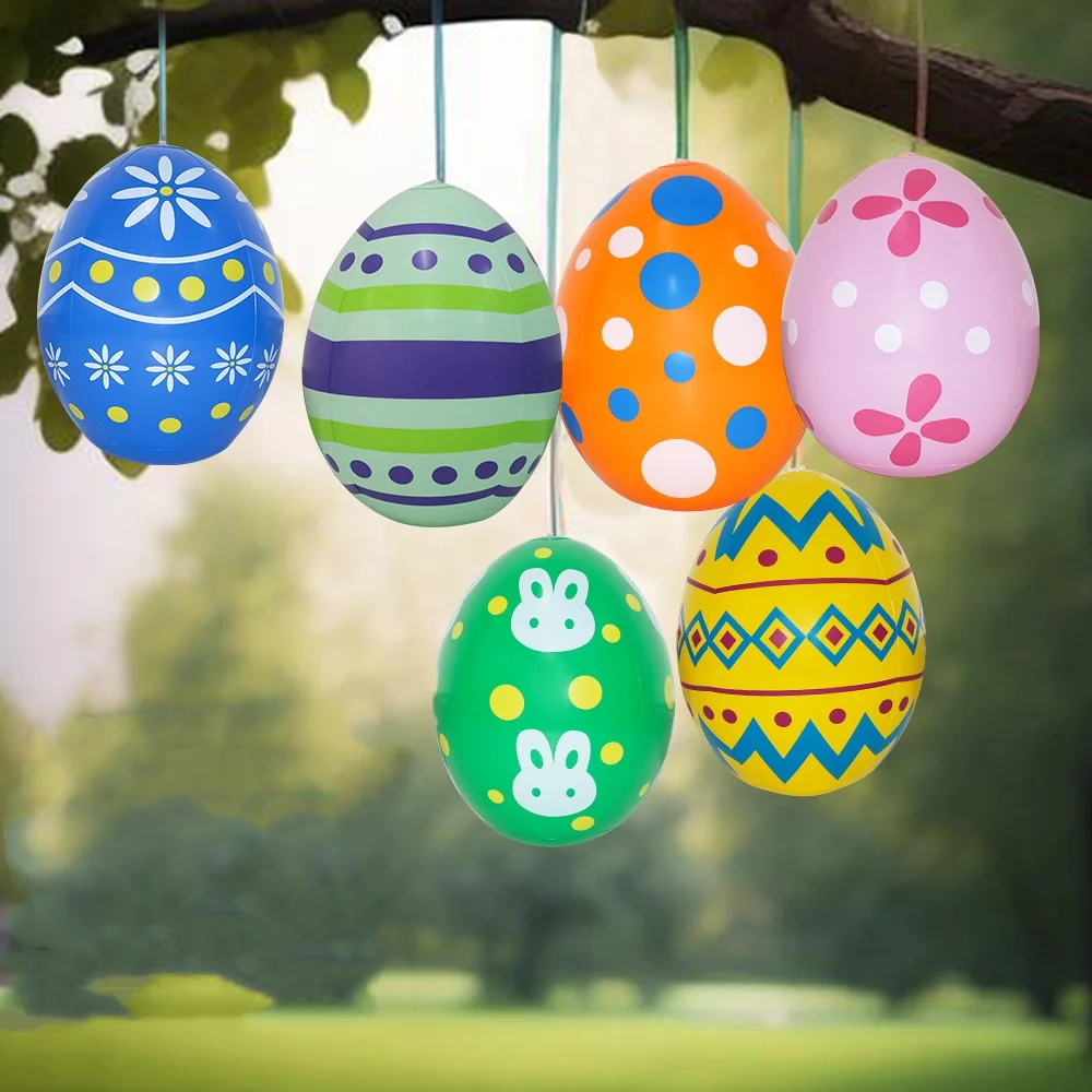 Giant Egg Easter PVC Inflatable Ball Outdoor Garden Pendant Ornament 35x27cm Balloon Party Easter Egg Decorations for Yard 2025