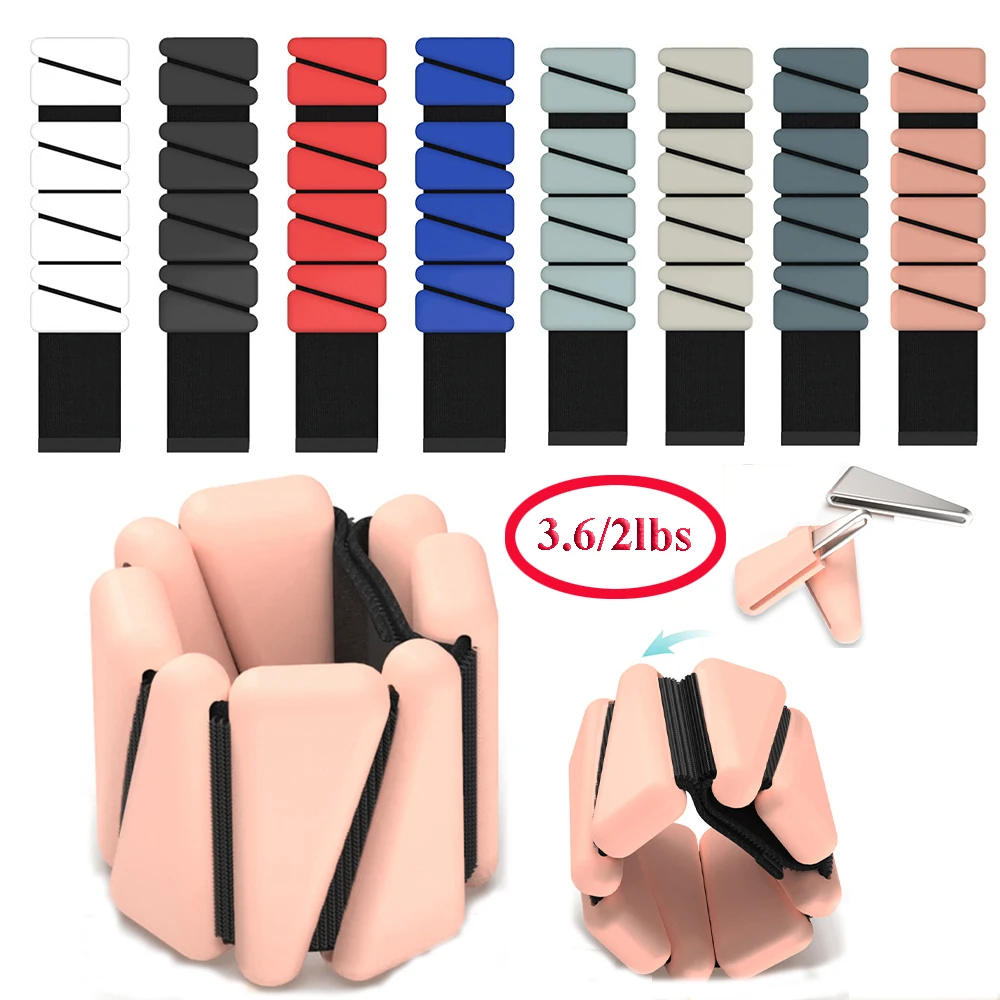 3.6/2lbs 2PCS Adjustable Weighted Ankle Wristband Sport Yoga Fitness Velcro Silicone Jogging Crossfit Weight-Bearing Bracelet