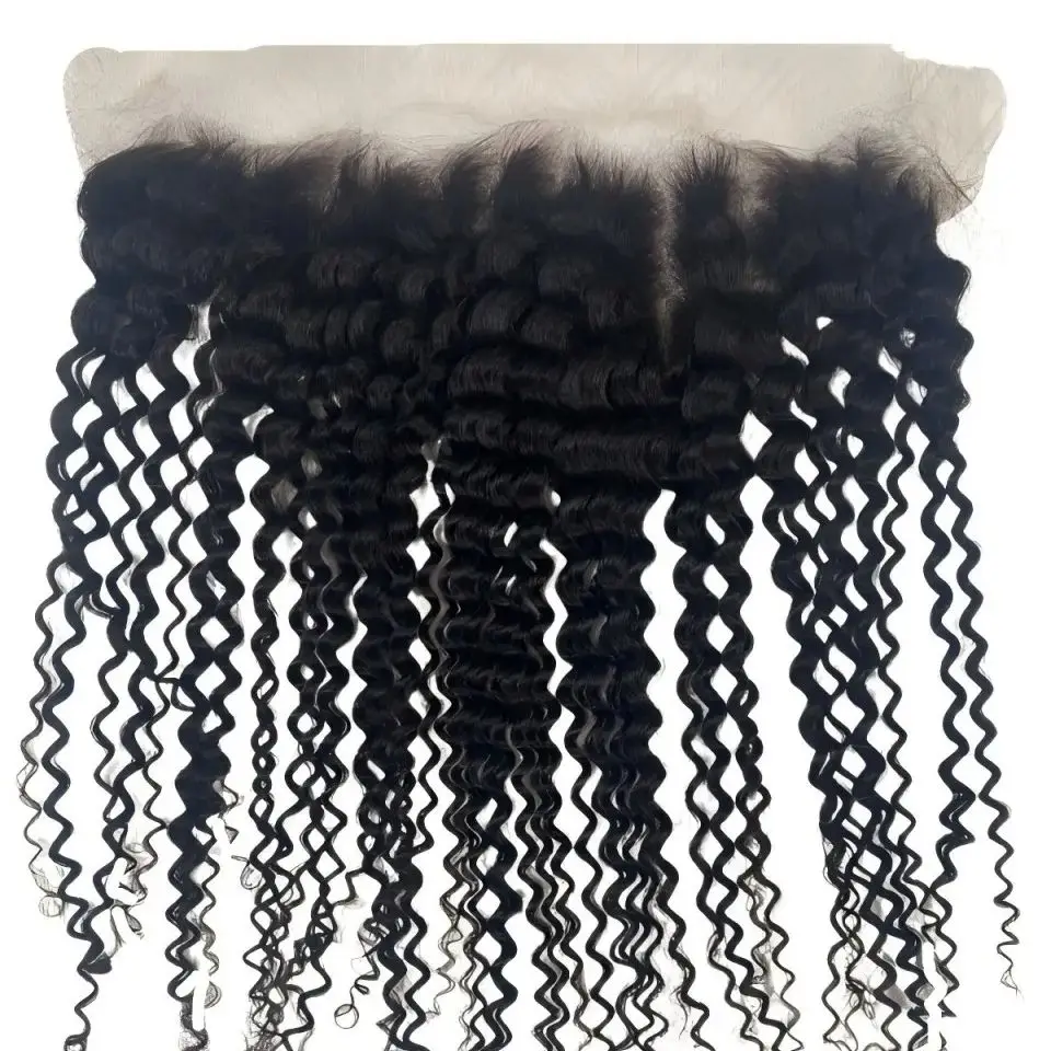 13x4 HD Frontal de encaje 10-22 pulgadas HD para mujeres Pre desplumado 150% rizado profundo Color Natural cabello humano brasileño Frontal de encaje completo