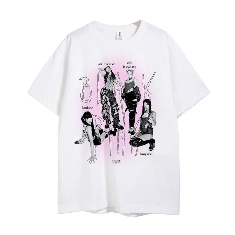 

\ Jisoo Personal Solo New Album with The Same Text Design Short-sleeved Cotton Printed T-shirt Summer Support Singing Clothes