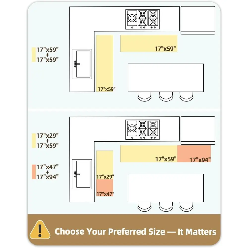 مجموعة مزدوجة من سجادات المطبخ المضادة للتعب مقاس 17 × 59 بوصة، مقاومة للماء، مقاومة للزيت، سهلة التنظيف، عدادات أرضية مطاطية رغوية غير قابلة للانزلاق