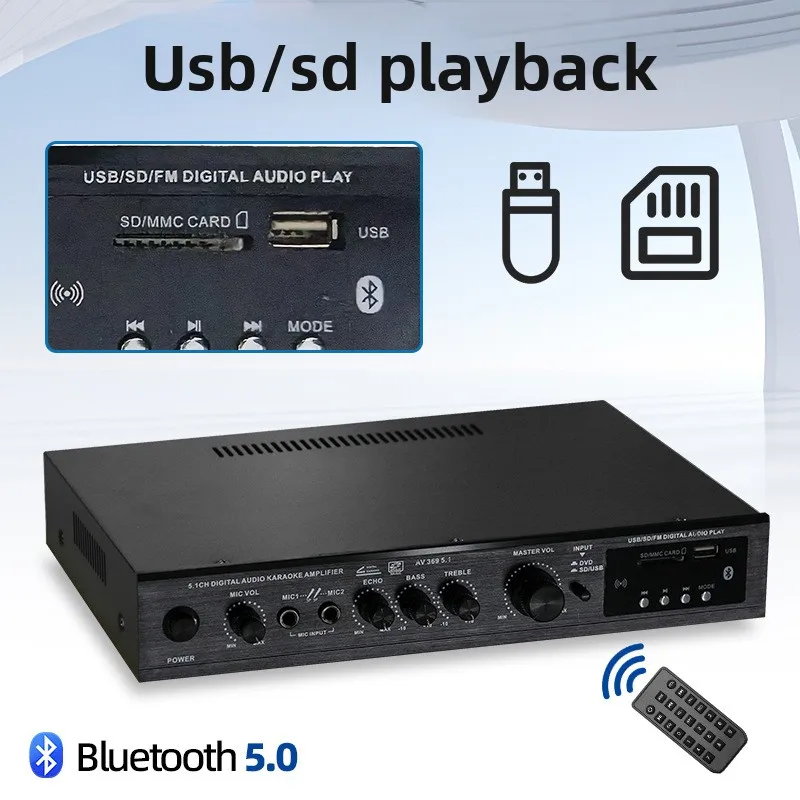 Amplificatore di potenza esterno per radio Bluetooth per home theater da palco ad alta potenza per bassi sovrappesi a 5.1 canali positivi Commercio all'ingrosso