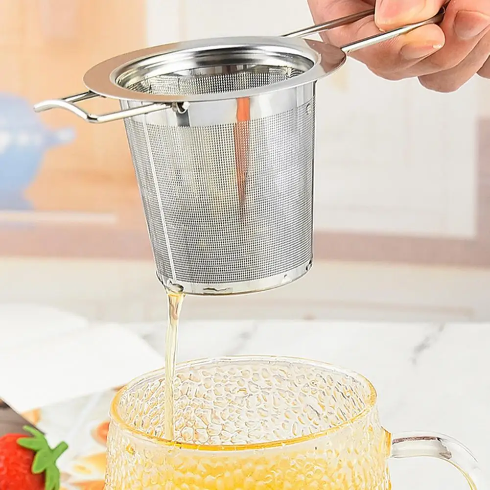 Saringan teh Stainless Steel, saringan daun teh genggam, Stainless Steel, Multi gaya, saringan bumbu Herbal, 1 buah